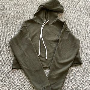 Olive green crop hoodie